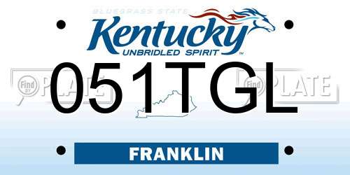 051TGL Kentucky License Plate