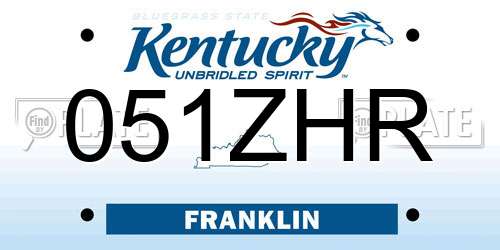 051ZHR Kentucky License Plate