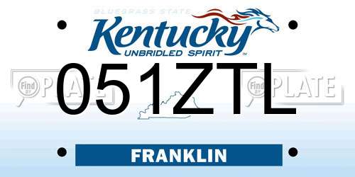 051ZTL Kentucky License Plate