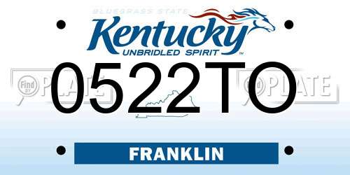 0522TO Kentucky License Plate