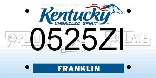 0525ZI Kentucky License Plate