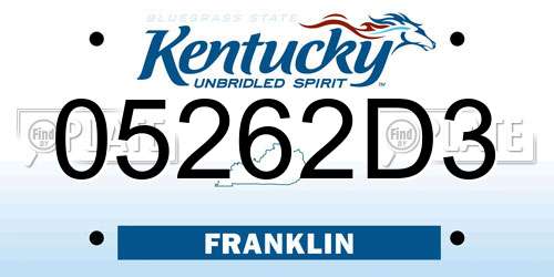 05262D3 Kentucky License Plate