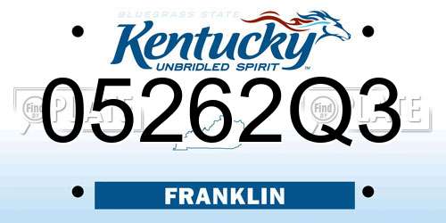 05262Q3 Kentucky License Plate