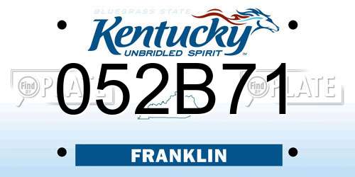 052B71 Kentucky License Plate