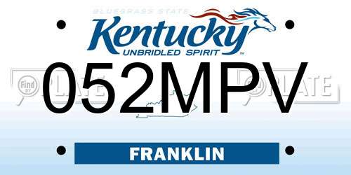 052MPV Kentucky License Plate