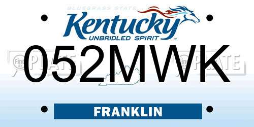 052MWK Kentucky License Plate