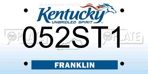052ST1 Kentucky License Plate