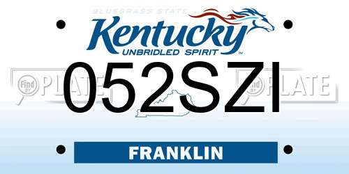 052SZI Kentucky License Plate