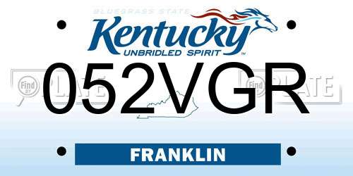 052VGR Kentucky License Plate