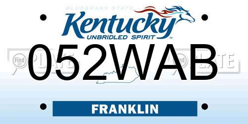 052WAB Kentucky License Plate