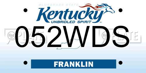 052WDS Kentucky License Plate