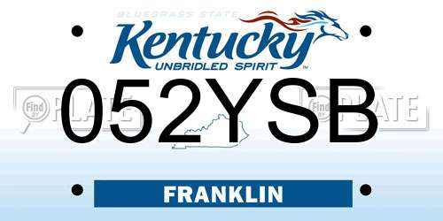 052YSB Kentucky License Plate