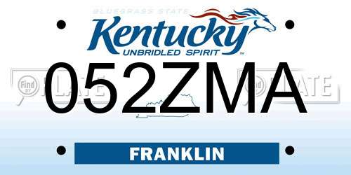 052ZMA Kentucky License Plate