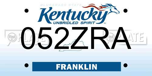 052ZRA Kentucky License Plate
