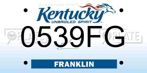 0539FG Kentucky License Plate