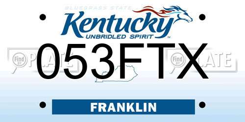053FTX Kentucky License Plate