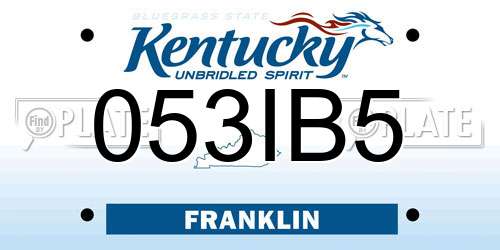 053IB5 Kentucky License Plate