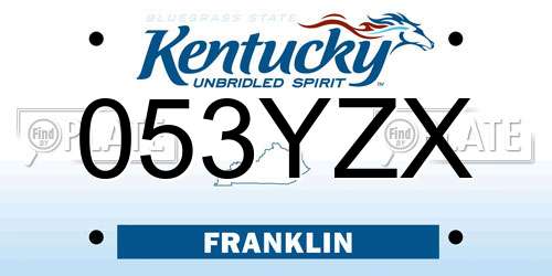 053YZX Kentucky License Plate