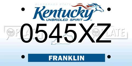 0545XZ Kentucky License Plate