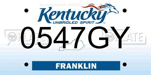0547GY Kentucky License Plate