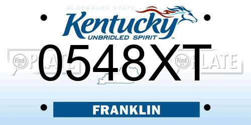0548XT Kentucky License Plate