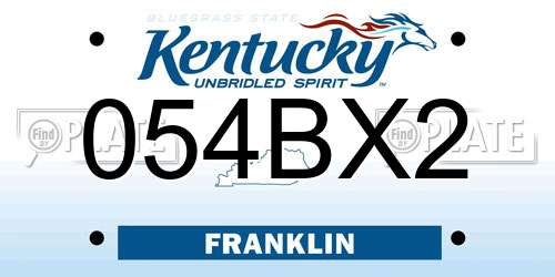 054BX2 Kentucky License Plate