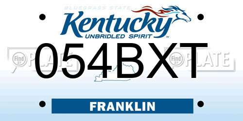 054BXT Kentucky License Plate