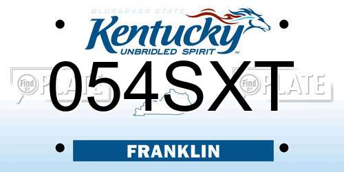 054SXT Kentucky License Plate