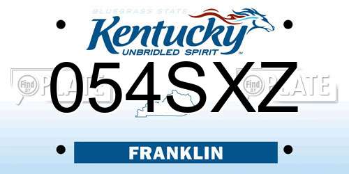 054SXZ Kentucky License Plate
