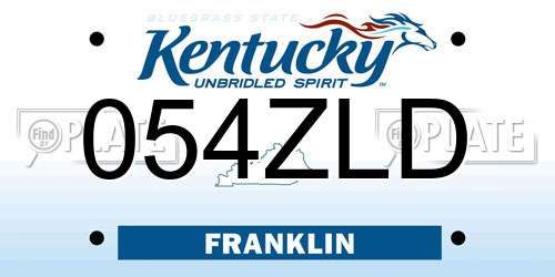 054ZLD Kentucky License Plate