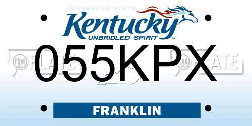 055KPX Kentucky License Plate