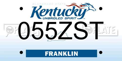 055ZST Kentucky License Plate