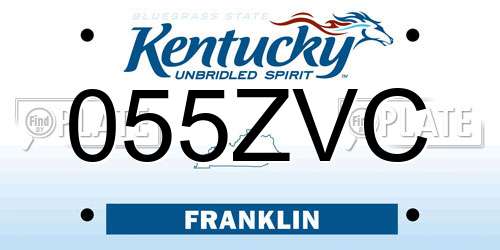 055ZVC Kentucky License Plate