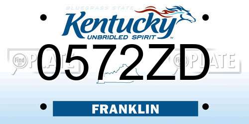 0572ZD Kentucky License Plate