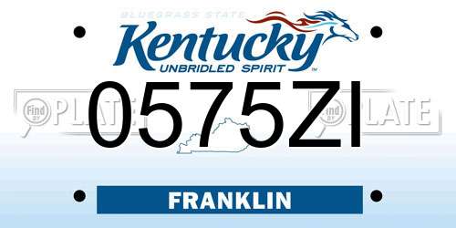 0575ZI Kentucky License Plate