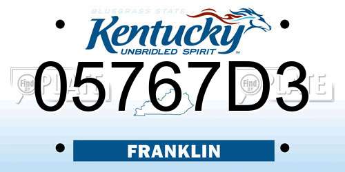 05767D3 Kentucky License Plate
