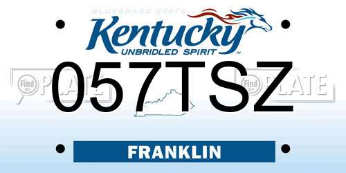 057TSZ Kentucky License Plate