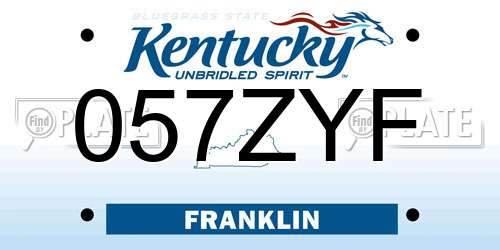 057ZYF Kentucky License Plate