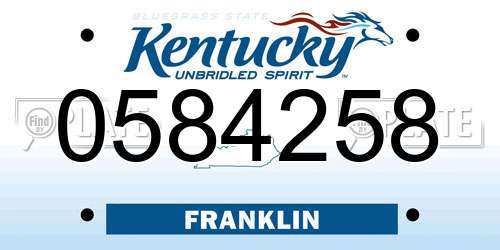0584258 Kentucky License Plate