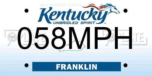 058MPH Kentucky License Plate