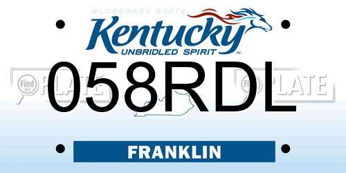 058RDL Kentucky License Plate