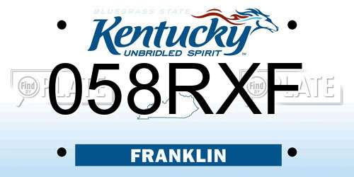 058RXF Kentucky License Plate