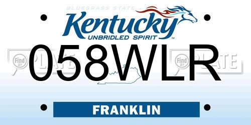 058WLR Kentucky License Plate