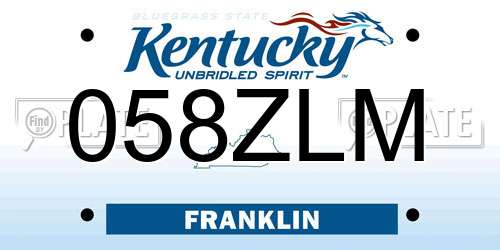 058ZLM Kentucky License Plate