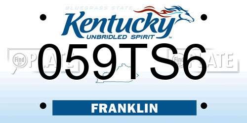 059TS6 Kentucky License Plate