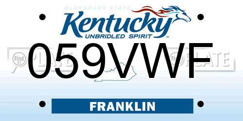 059VWF Kentucky License Plate