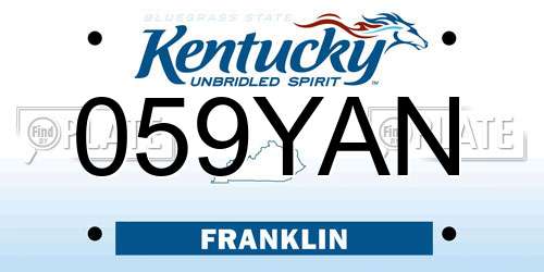 059YAN Kentucky License Plate