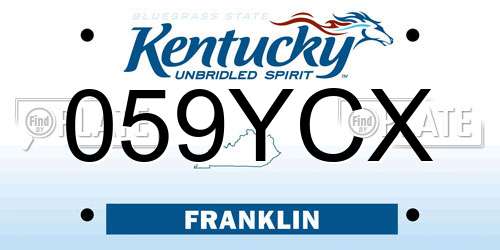 059YCX Kentucky License Plate