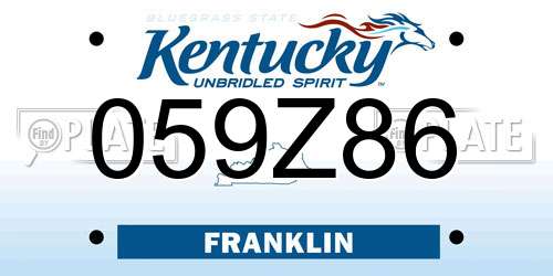 059Z86 Kentucky License Plate