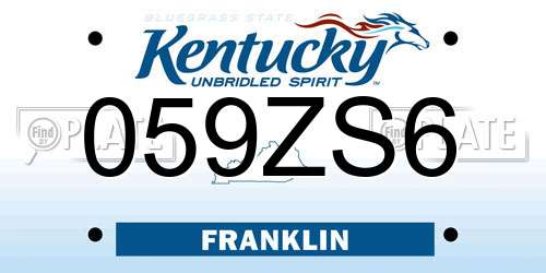 059ZS6 Kentucky License Plate